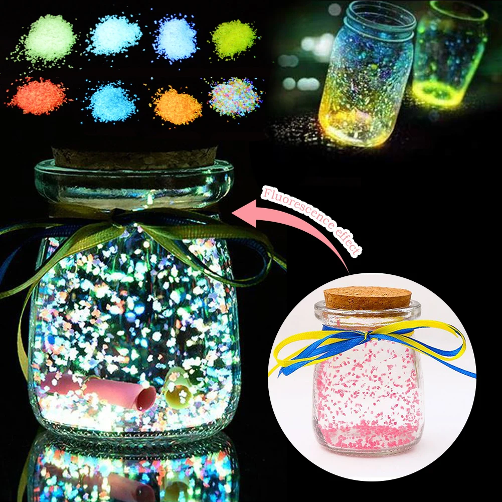 10g DIY Fluorescent Super luminous Particles Decor Glow Pigment Bright Gravel Noctilucent Sand Glowing in the Dark Sand Powder