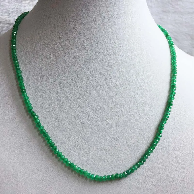 Natural Emerald Ruby Sapphire 2*3mm Beads Women Luxury Necklace About 45cm Varnish Preciosas Small Size Jade Stone