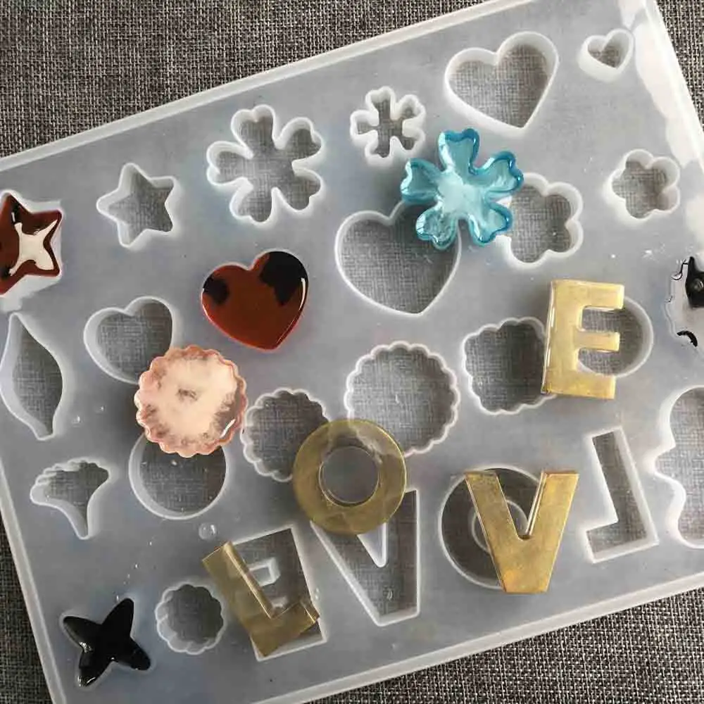 

1pc LOVE Letter Heart Shape Pendant Mirror Silicone Mold Jewelry Making Epoxy Resin UV Resin Molds