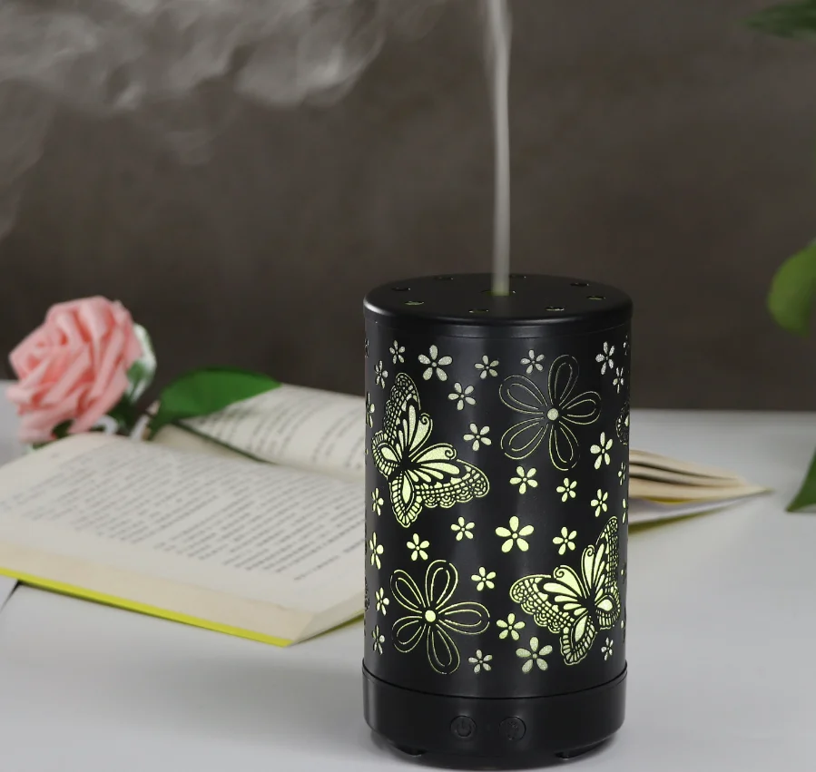 蝶ヴィンテージ鉄アート超音波エッセンシャルオイルディフューザーデスクトップ加湿器自動オフ電気アロマランプ家庭用噴霧器