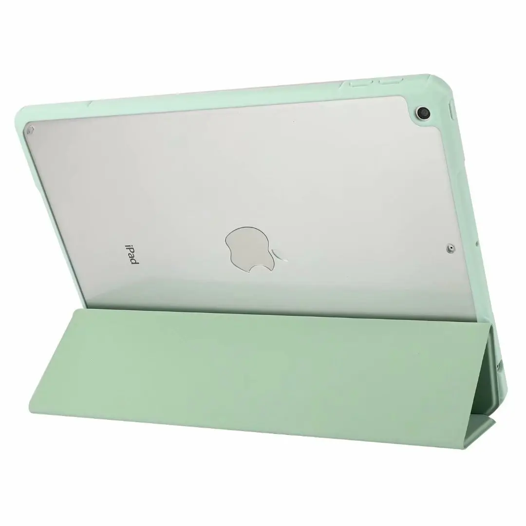 Acrílico transparente caso para ipad 10.2 9.7 2018 2017 pro 9.7 10.5 ar 1 2 capa 3 dobrável filp suporte inteligente tablet escudo capa