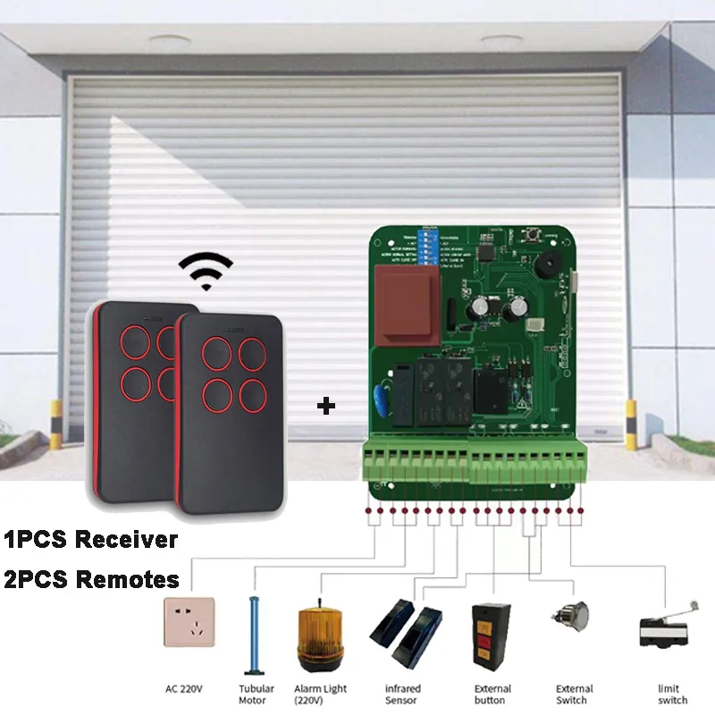 Receptor remoto de puerta automática, Motor Tubular y motor de cadena, transmisor y receptor RF inalámbrico de 433,92 MHz