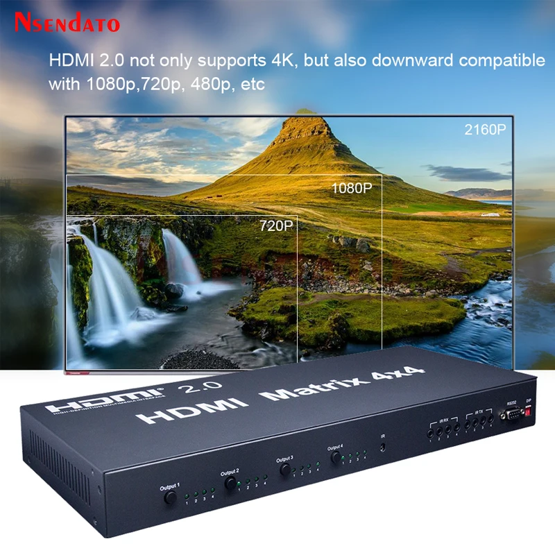 Matrix Switch HDMI 4x4 4k 60Hz profesional HDMI Matrix Switch Splitter 4 in 4 out with EDID Vide Switcher Adapter for PC Monitor