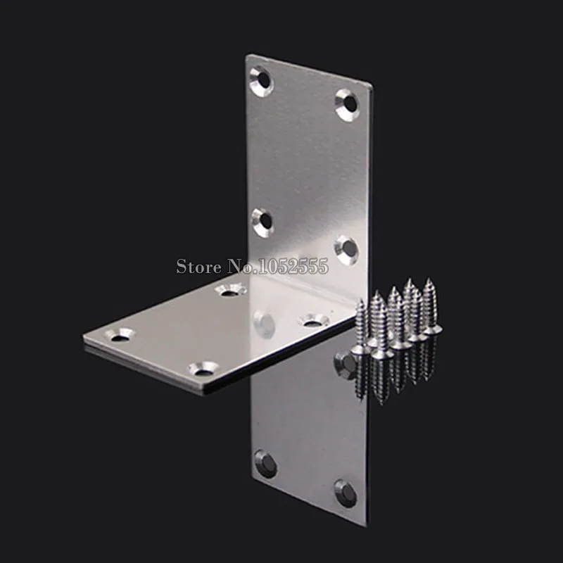 Brand New 50PCS 70X70X50mm Stainless Steel Right Angle Corner Braces L Shape Board Frame Furniture Support Brackets + Screws