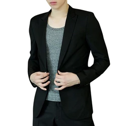 Men Blazer Coat Slim Suit Korean Style Black Casual Business Daily Jackets NIN668