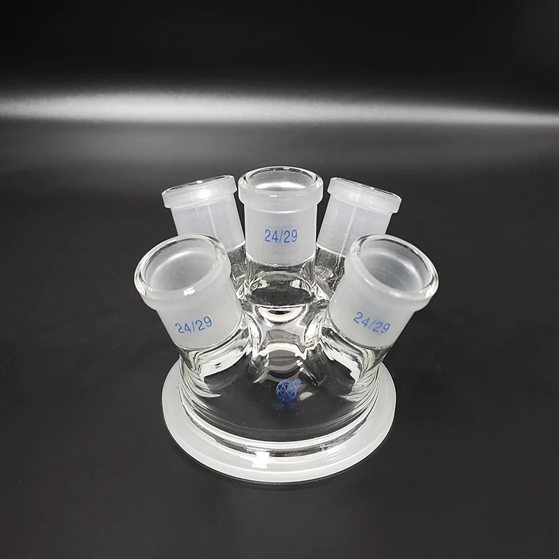 

Five ground mouth reaction bottle cap,100mm/150mm/200mm/230mm flange outer diameter,Oblique shape,Joint 24/29,Glass cover