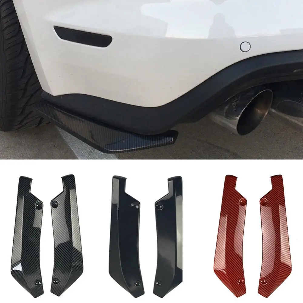 2Pcs Universal Car Rear Bumper Lip Spoiler Diffuser Splitter Scratch Protector Car-Styling Bumper Strip