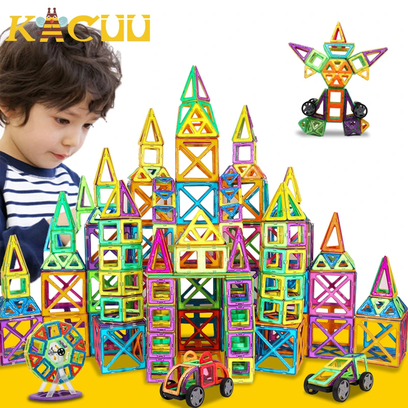 

151PCS BIG SIZE Magnetic Designer Construction Set Model & Magnent Toy Triangle Square Constructor Plastic Boys Girls Gift