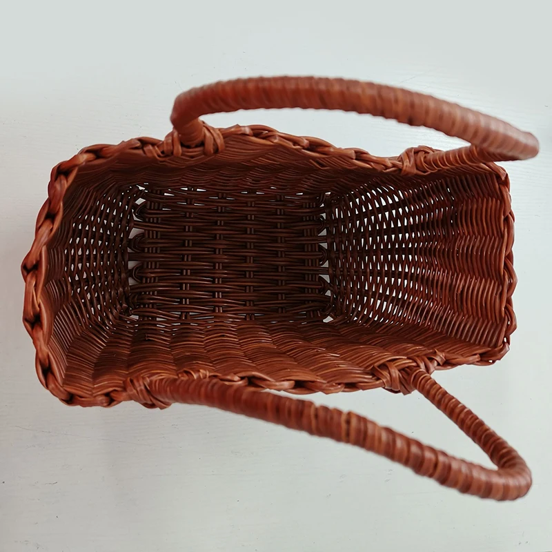 Newly Handmade Basket with Handle Camping Picnic Basket for Wine Flower Shopping Storage Hamper Kitchen Organizer Home Decor