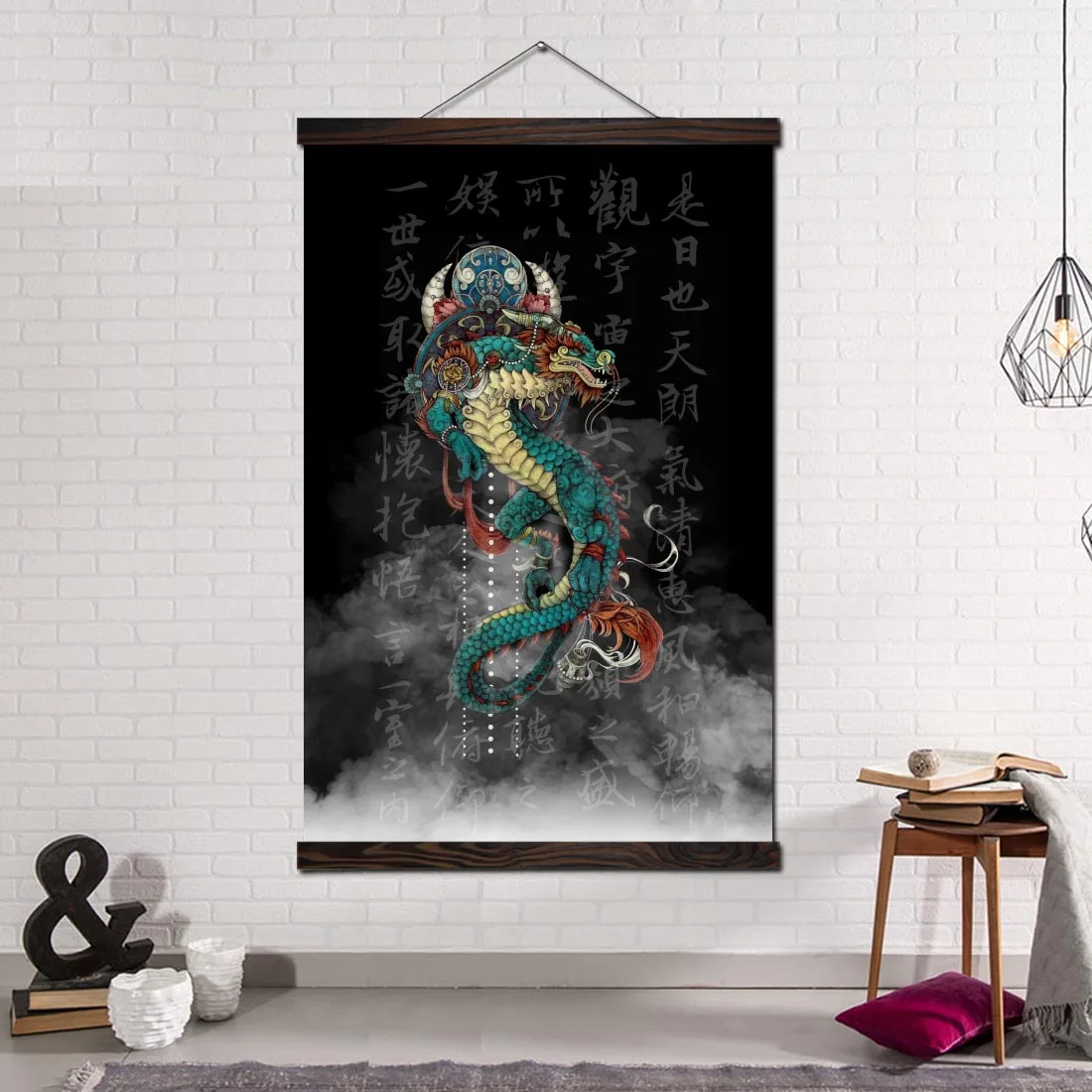 

Posters and Prints Scroll Canvas Painting Art Print Wall Art Pictures Frame Wall Pictures Home Decor Traditional Chinese Dragon