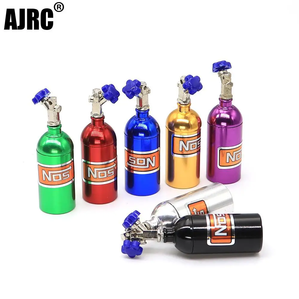 Ajrc 1/10 Simulation Climbing Car Universal Decorative Parts Nos Metal Simulation Nitrogen Bottle With Fixed Chain