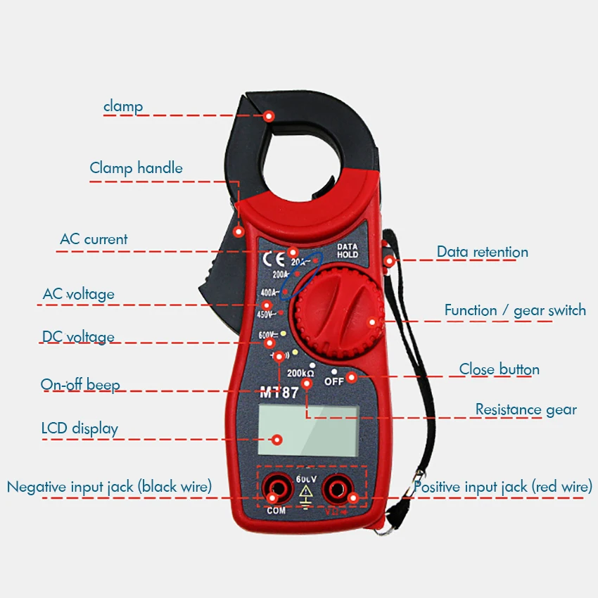 Electrical Tester, Digital Count Clamp Meter DC/AC Multimeter Eletric Ammeter Voltage Tester Ohm High Precision Detector Tool