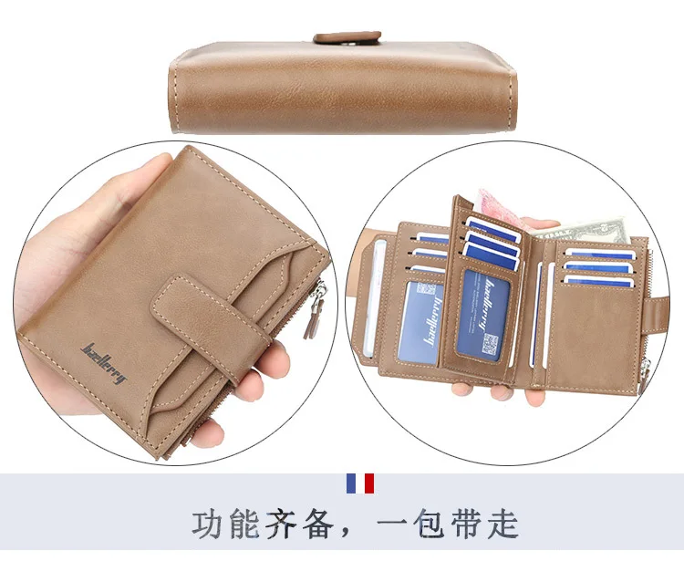 Name Gravur Männer Kurze Brieftaschen Große Kapazität Zipper Münzfach Foto Halter Hohe Qualität Karte Clips Für Männer – Detail 11
