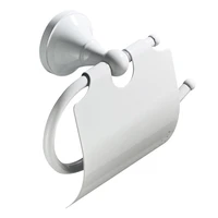 Soporte de papel higiénico con acabado de latón, accesorios de baño impermeables, pintura blanca sólida, 1 ud.