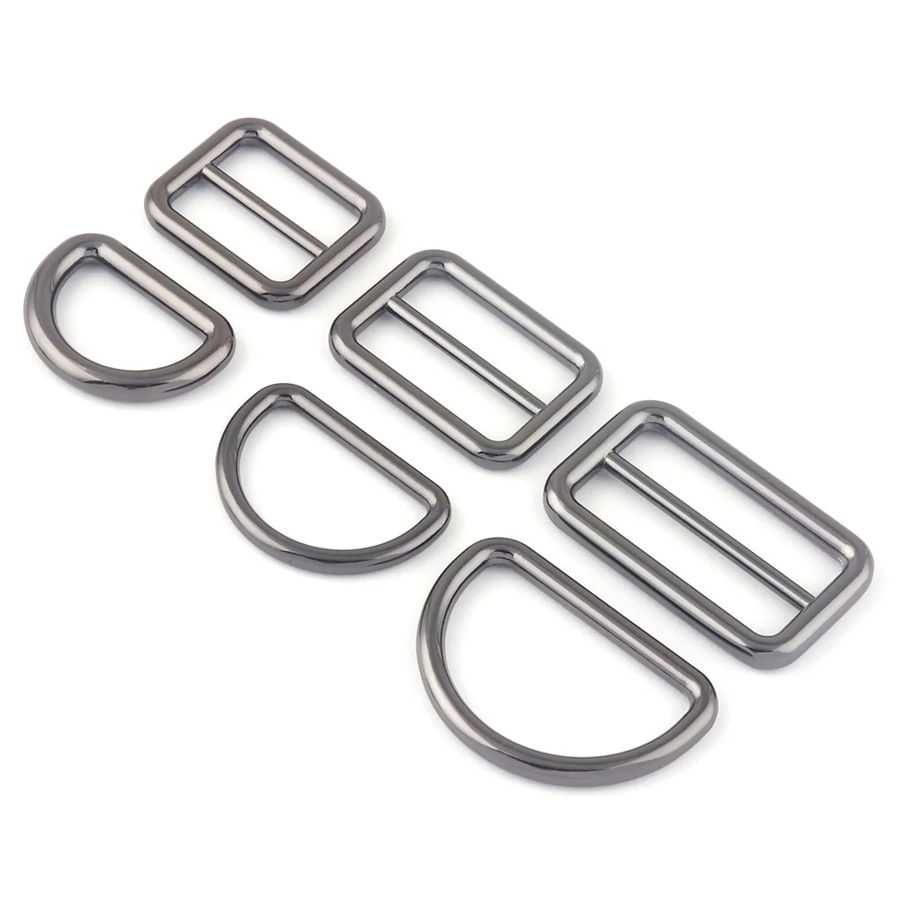 

20-32mm Gunmetal Adjuster Slide Lanyard Buckles,Metal D Ring Strap Purse Buckle Dog Collar Handbag Webbing Hardware Supplies DIY