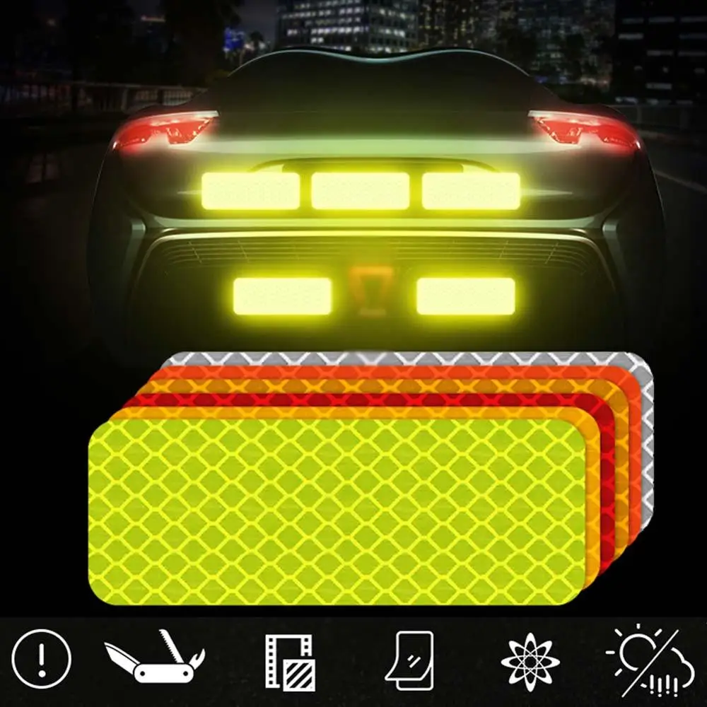 2/4Pcs Reflective Sticker Traffic Safety Night Warning Mark Car Reflective Strip Tape Luminous Car Bumper Decals Reflective