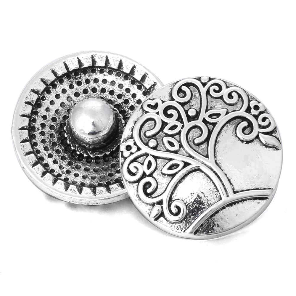 6pcs/lot Metal Snap Button 18mm 20mm Tree Hope Elephant Starfish Love Button Snaps Fit Snap Jewelry DIY