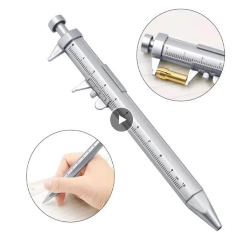 Ballpoint Pen Vernier Caliper 0-100MM Tool Silver Vernier Caliper Multifunctional Creative School Gift Stationery Marker Gel Pen