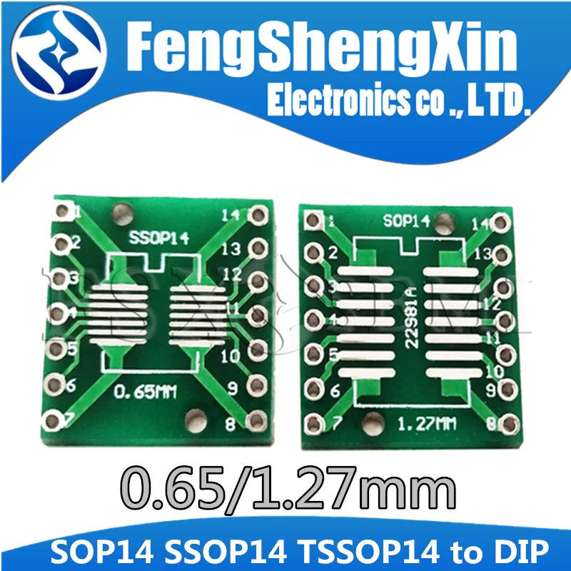 10pcs SOP14 SSOP14 TSSOP14 to DIP14 Pinboard SMD To DIP Adapter 0.65mm/1.27mm to 2.54mm DIP Pin Pitch PCB Transfer Board