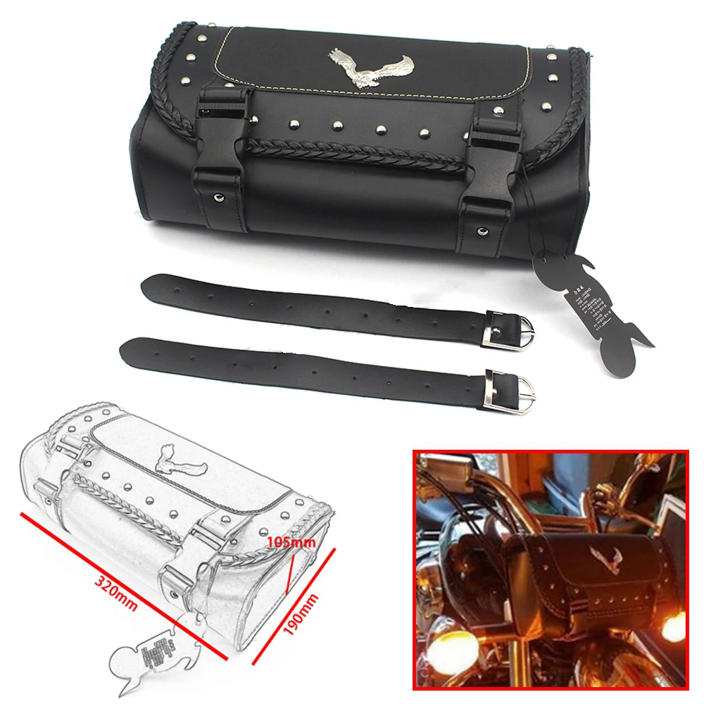 Motorcycle Universal  Scooter Cruise Saddlebag Tool Bag PU Leather Storage Pouch Bag Eagle Logo Luggage Bag