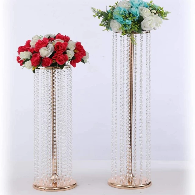 

crystal Flower Stand Wedding Centerpieces on Floor, Tall Metal Flower Arrangement Stand, Tabletop Flower Vase for Wedding Party