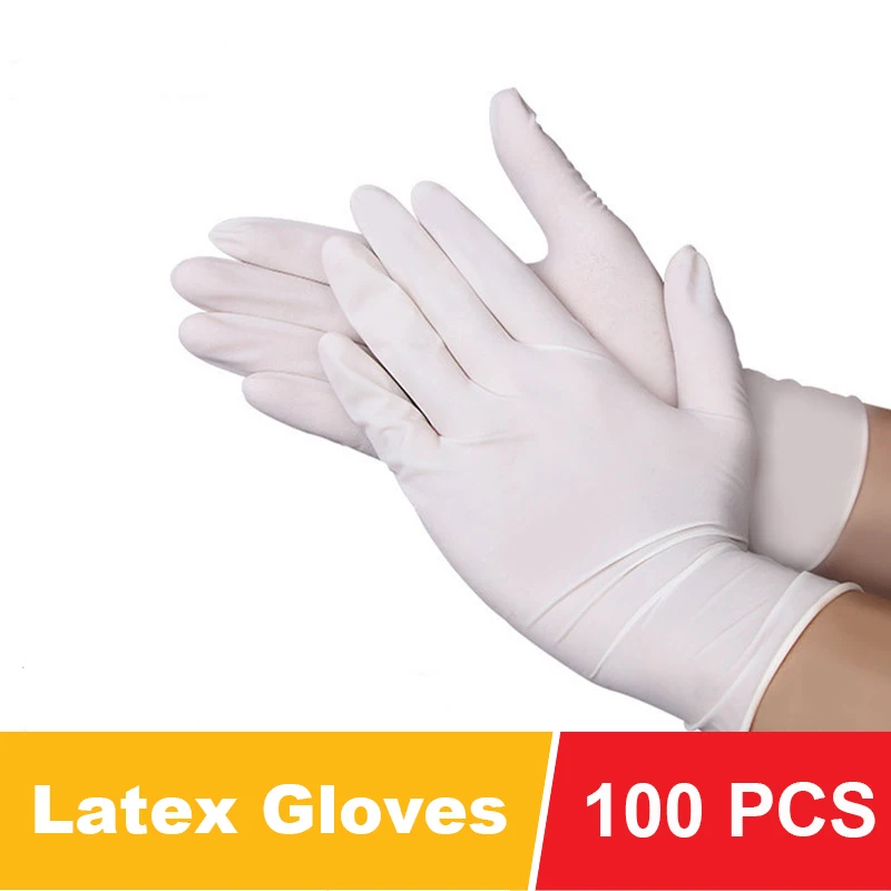 Disposable Latex White Gloves Powder Free Box 50 Pairs XS M L Size Rubber Goods For Country House And Garden Toilet Domestic Use