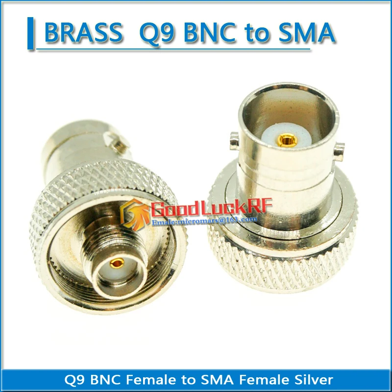 Q9 BNC Female to SMA Female Plug Nickel Plated Straight Coaxial RF Adapters for Vertex Icom Kenwood RF Connector Antenna