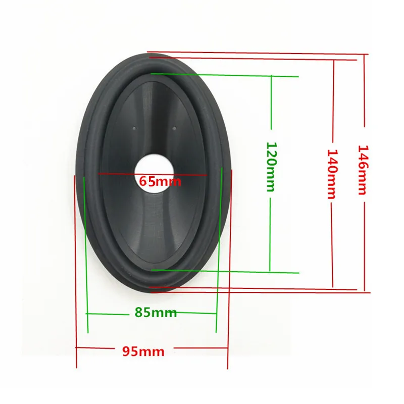 I KEY BUY 10pcs 4x6 Inch Car  Speaker Rubber Edge Plastic Cone 146mm*95mm Out diameter 26mm Coil Hole DIY Repair Accessories