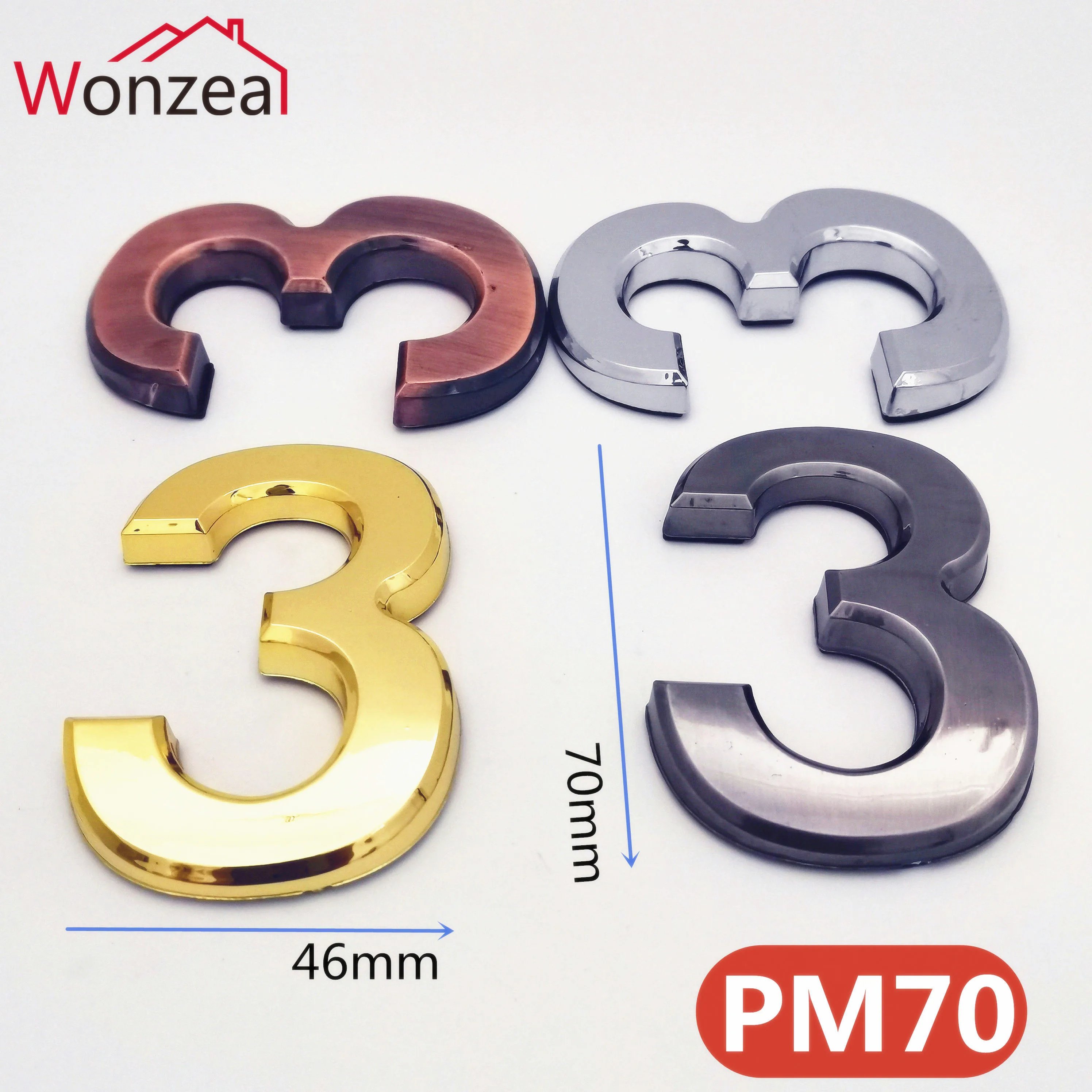 

70mm Modern Door Number Plaque Door Plate House Hotel Door Address Digits Sticker Plate Sign ABS plastic 0123456789