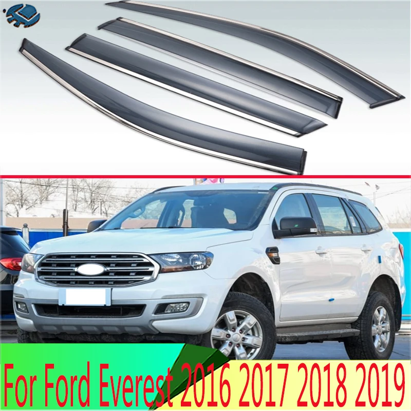 For Ford Everest 2016 2017 2018 2019 Plastic Exterior Visor Vent Shades Window Sun Rain Guard Deflector