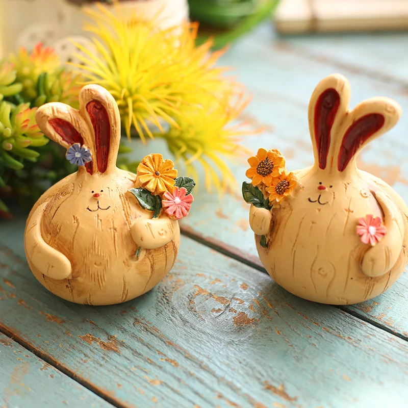 Home Decor mini resin rabbit decorations Garden Ornament Miniature Figurine living room bedroom TV cabinet home crafts ornaments