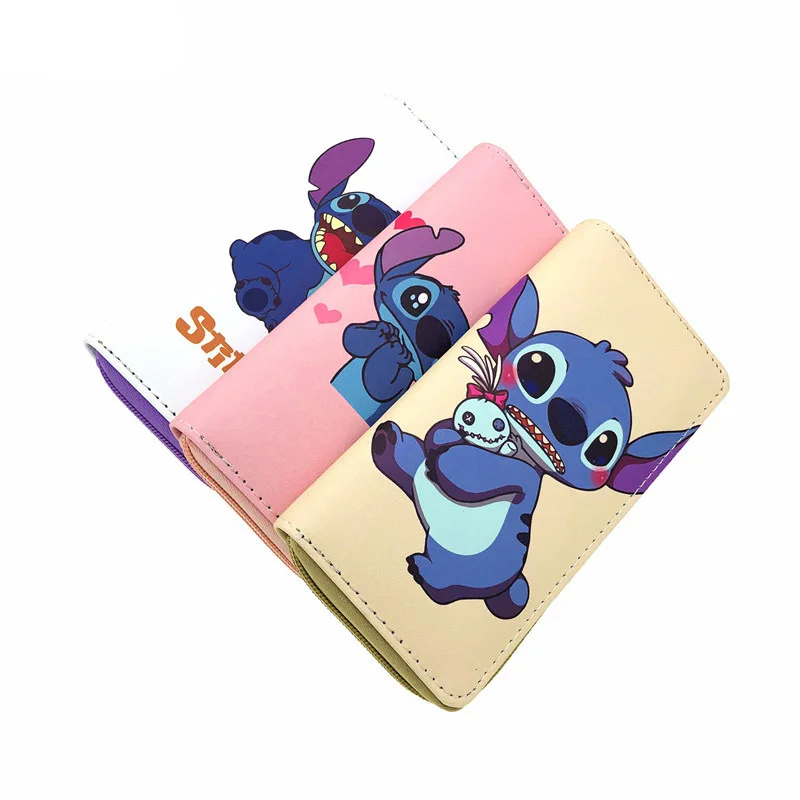 Disney Lilo & Stitch Long Wallets For Women Female Pouch Handbag Coin Purse Card Holders Clutch Anime Stitch PU Leather Purse