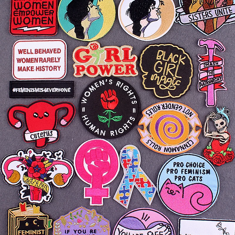 Embroidered Patch Girl Power Patches On Clothes Badges On Backpack Decor DIY Letter Patch Iron On Patches For Clothing Stickers