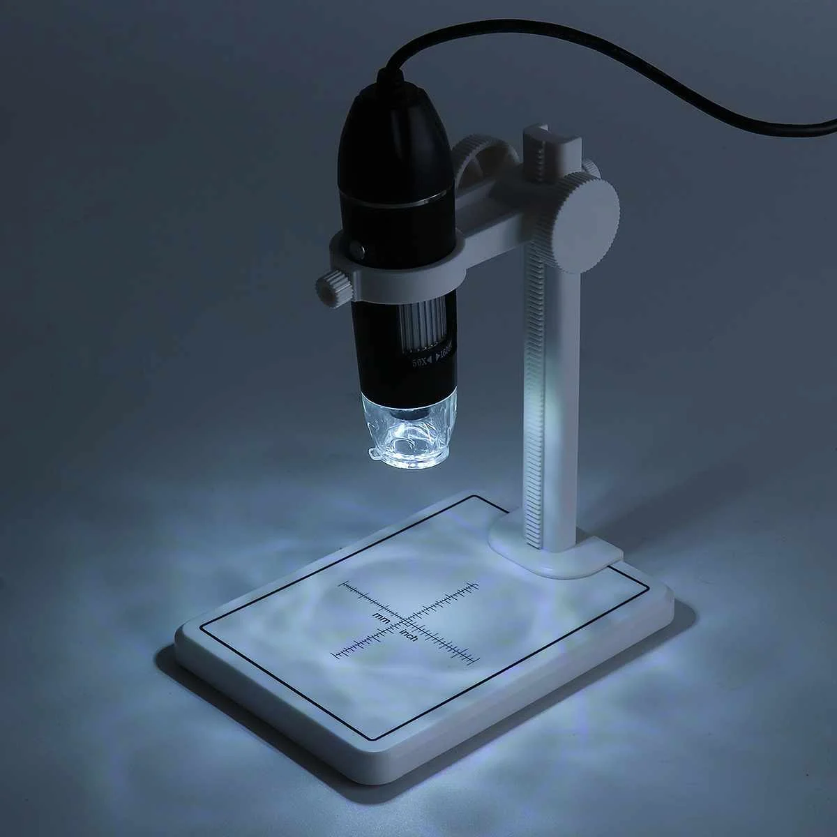 Microscopio Digital profesional USB, endoscopio electrónico con Zoom, cámara, lupa, adaptador de soporte de elevación, 1600X, 8 LED, 2MP