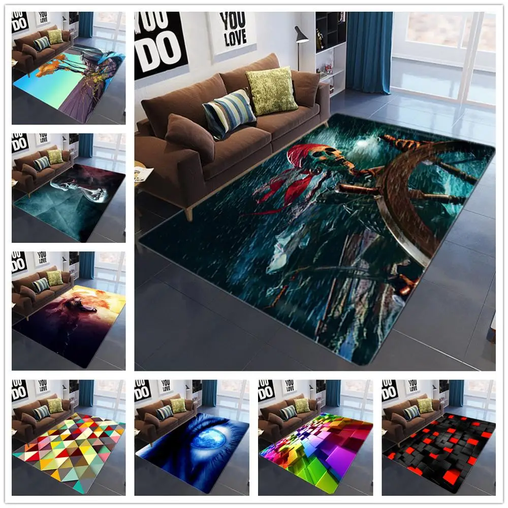 

Nordic Style Skull Home Decor Carpets for Living Room Bedroom Area Rugs Soft Flannel Geometric Skulls Carpet Tea table Floor Mat