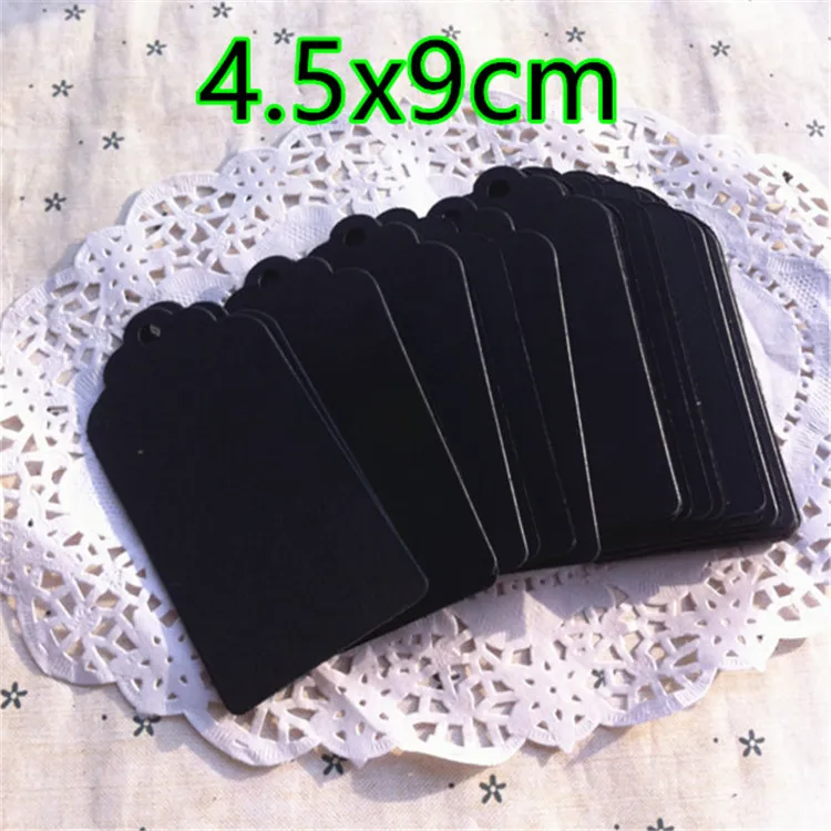 100pcs 350gsm Black Paper Creative Blank Tags DIY Cardboard Handmade Party Birthday Wedding Christmas Gifts Flowers Box Labels