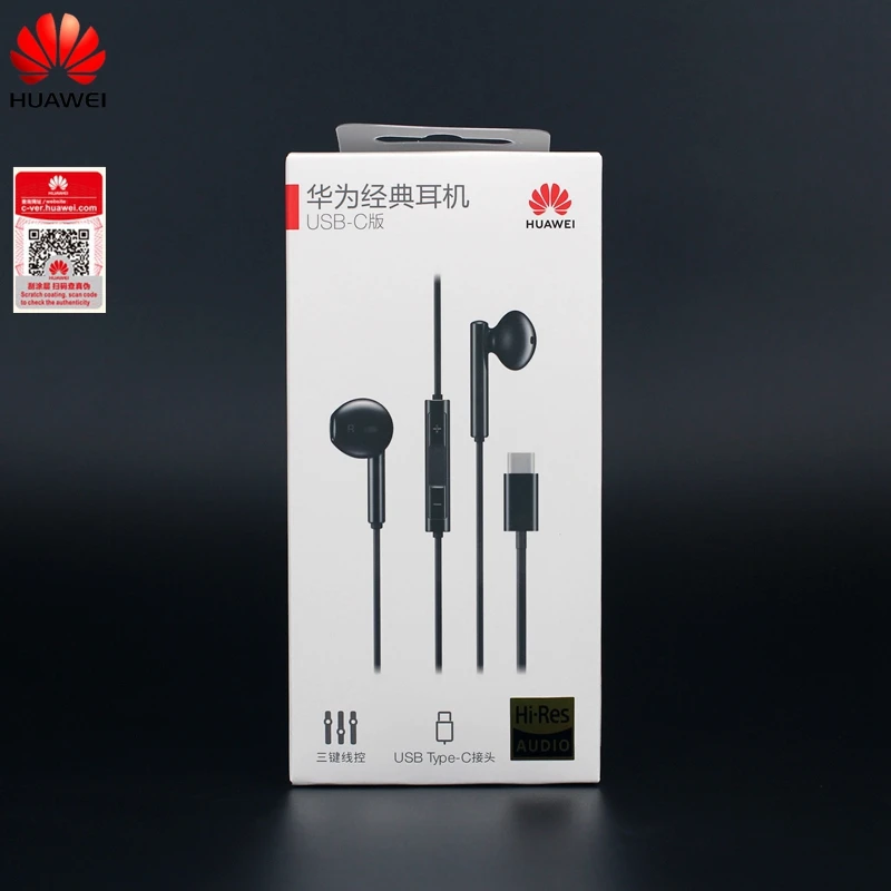 Original Huawei CM33 USB Type-C  Earphone Wired in-ear Earphone with Microphone Volume buttons for Huawei Mobile Phone