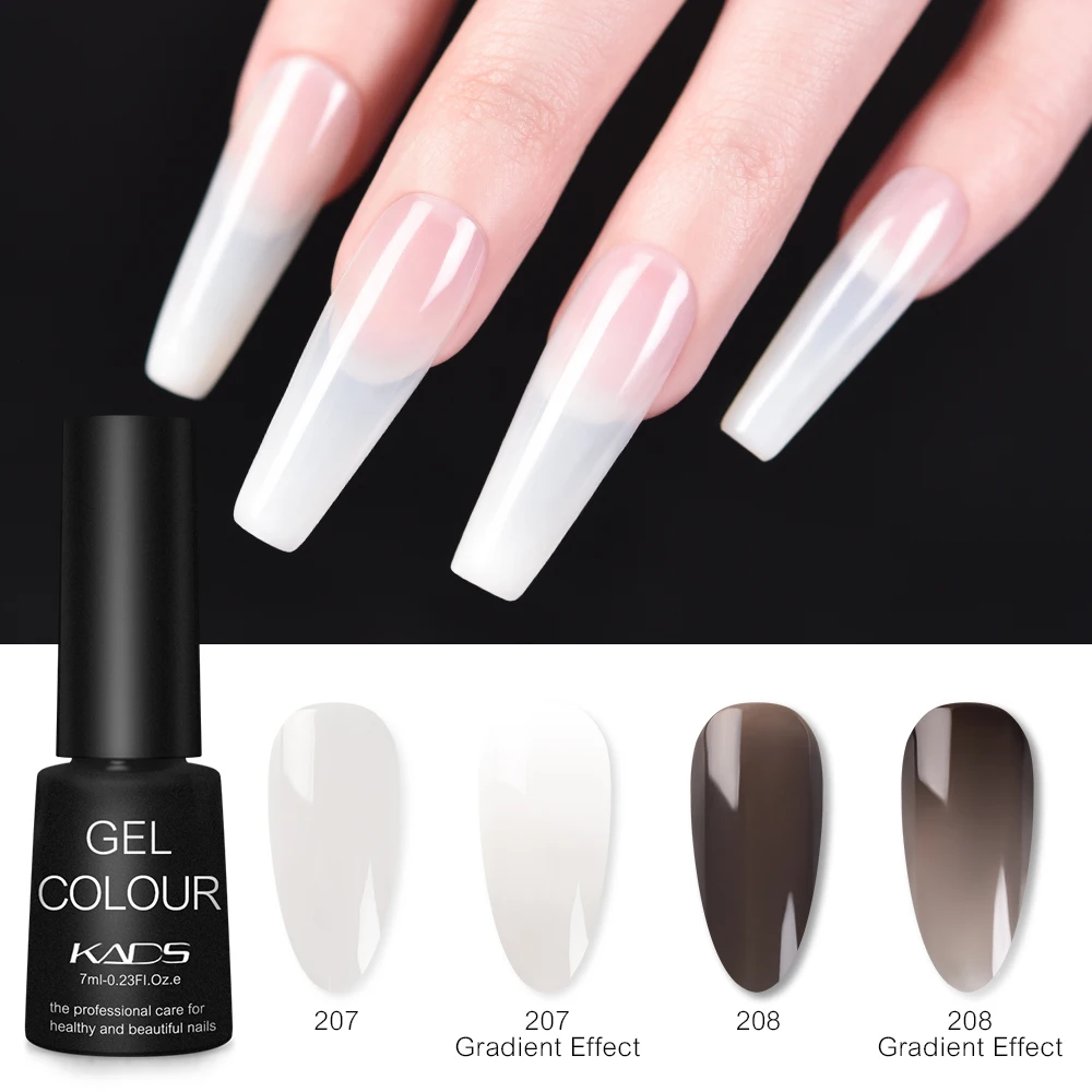 KADS Milky White Gel Polish 7ml French Translucen Jelly White and Black Soak Off Led UV Gel Varnish With Nail Dryer Lacquer