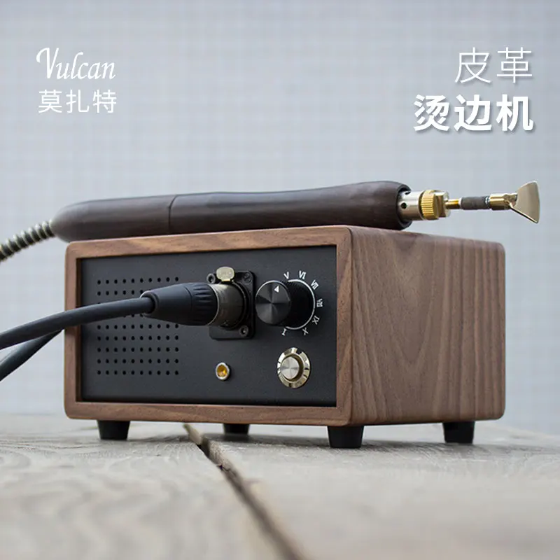 ขอบเครื่องรีดผ้าEbony Handleไม้หนังHand Madeสินค้าHandmadeหนังเครื่องมือ
