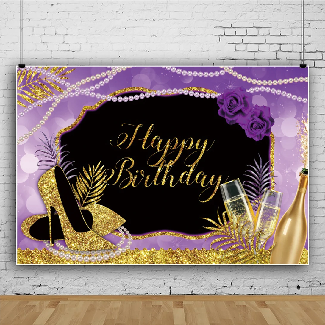 Laeacco-خلفية لامعة ذهبية للنساء ، خلفية لحفلات أعياد الميلاد ، وخلفية للشمبانيا ، والزهور ، واللؤلؤ ، والتصوير الفوتوغرافي ، واستوديو الصور