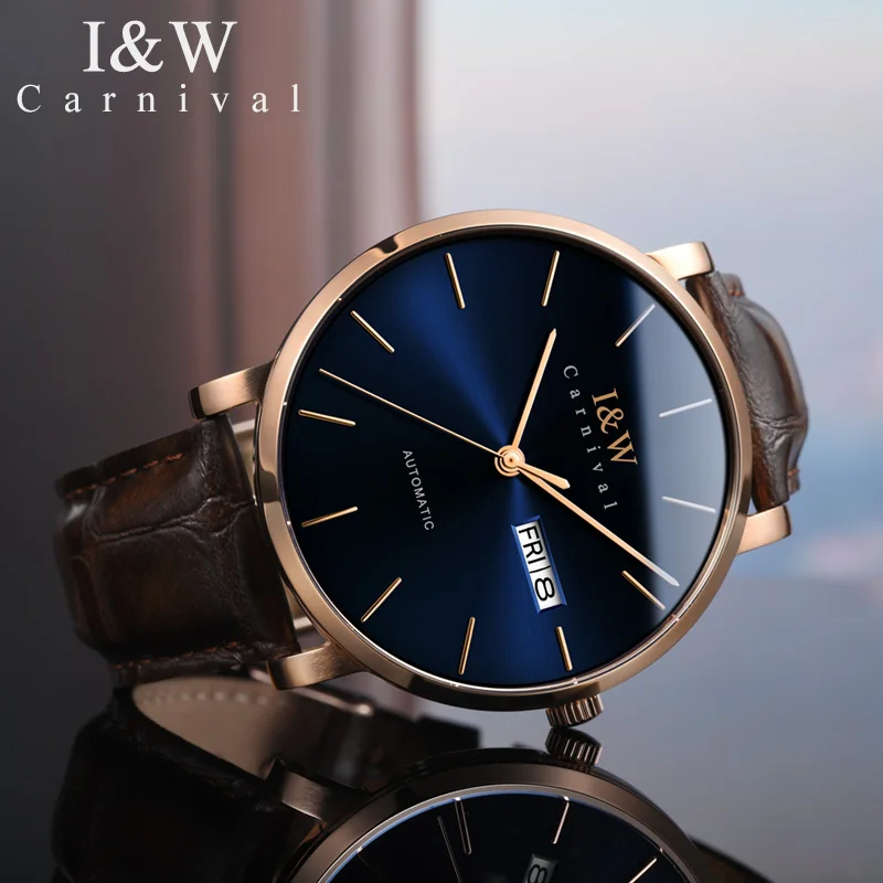 Luxury Mechanical Watches Mens 2020 Top Brand I&W 24 Jewels NH36A Automatic Watch Men Sapphire Calendar Leather Business Relogio