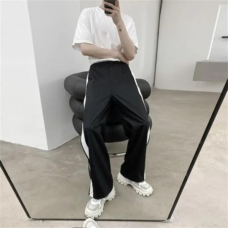 Men's Wide Leg Pants Spring And Autumn New Academy Wind Side Zipper Design Fashion Casual Versatile Large Size Pants