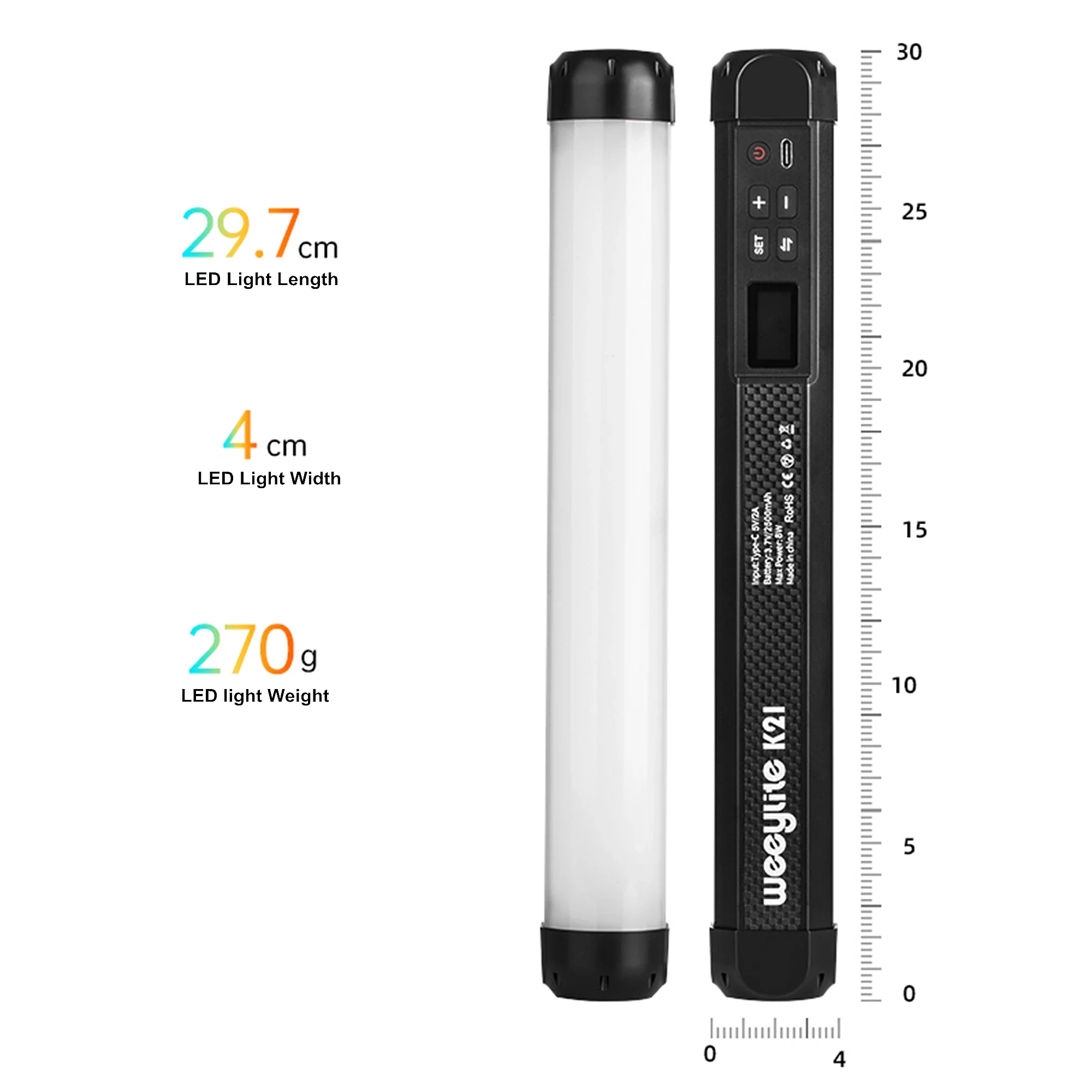 Weeylite K21 8W Stick Fill in Light LED RGB Soft Tube Light luce portatile fotografia illuminazione foto Video Light