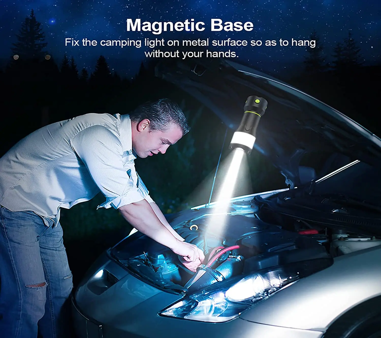 LED Camping Lantern Rechargeable, 4 in 1 Flashlight Lantern with Lights & Lanterns, Alarm Light, 4800mAh Power Bank, Waterproof