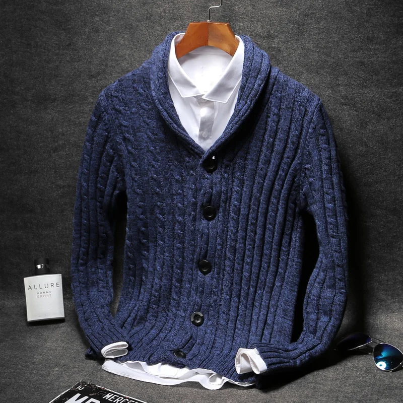 Slim Autumn Cardigan Sweater Men Jacket England Style Solid Color Long Sleeve Knitted Sweaters Plus Size 5XL Casual Sweatercoat