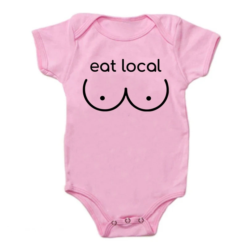 Breastfeeding Eat Local Newborn Baby Bodysuits Funny Cotton Baby Summer Short Sleeve Jumpsuit Casual Boys Girls Onesie Clothes