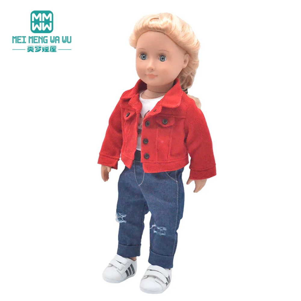 Clothes for Doll Fit 45 cm American Doll Accessories Fashion Denim Shorts Woolen Coat Jacket Dress Gift