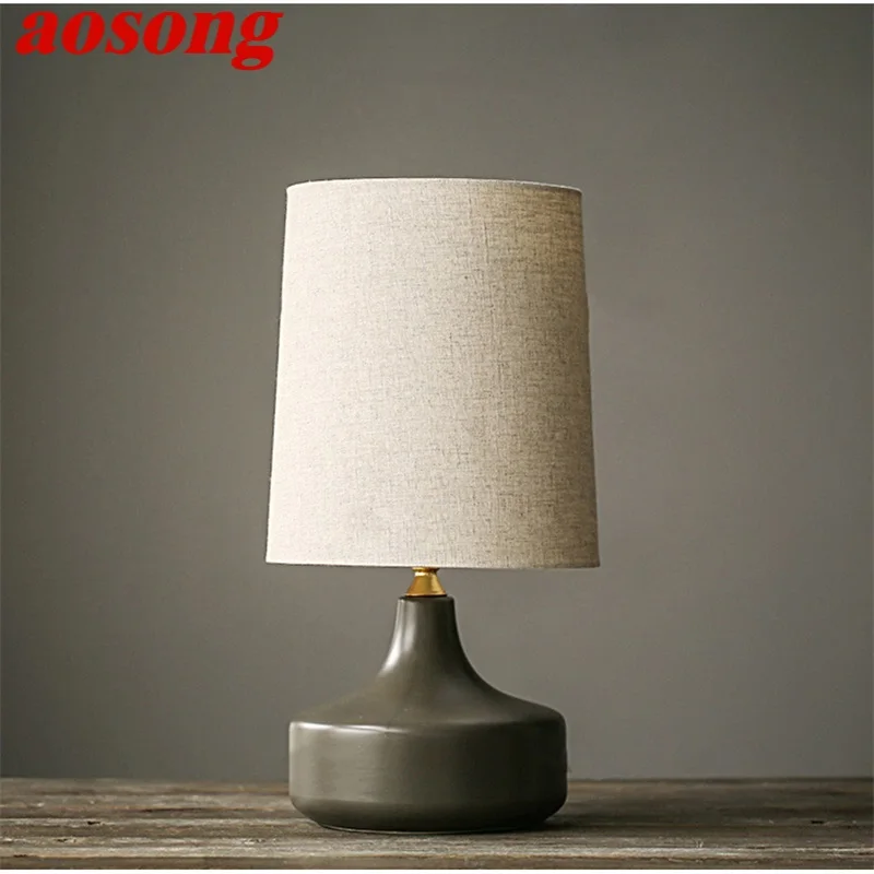 AOSONG Nordic Simple Table Lamp Contemporary Ceramic Desk Light LED for Home Bedside Decoration