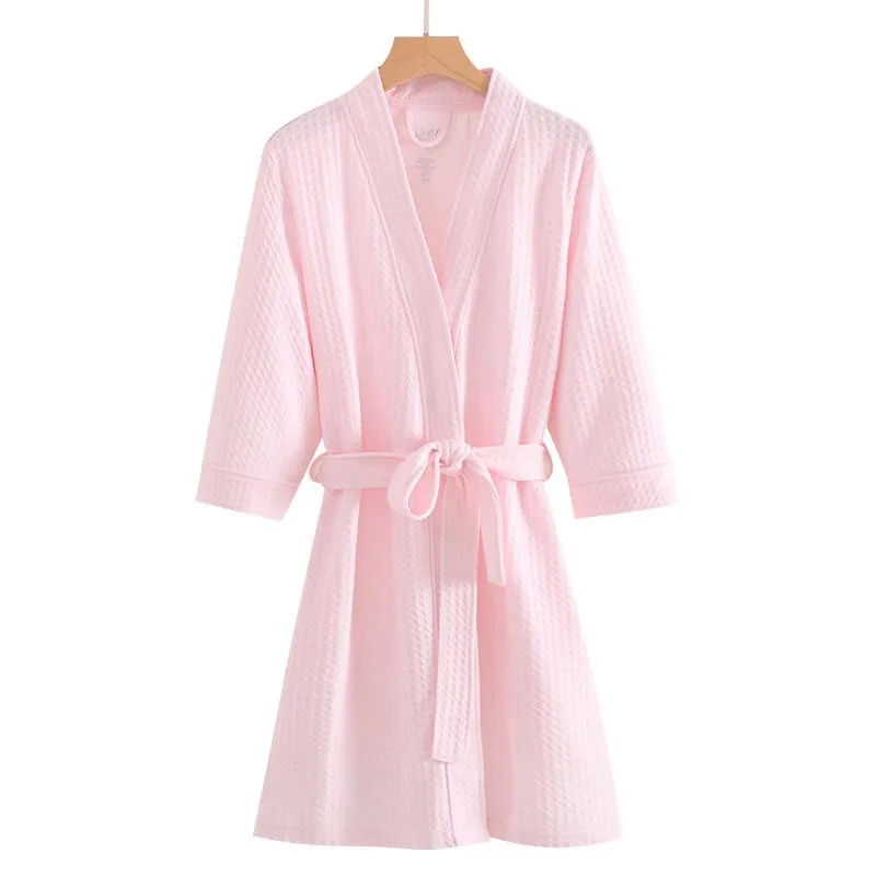 Waffle Lovers Robe Kimono Bath Gown Nightgown Women\'s Sexy Nightgown Soft Home Dressing Gown Intimate Lingerie Loose Homewear