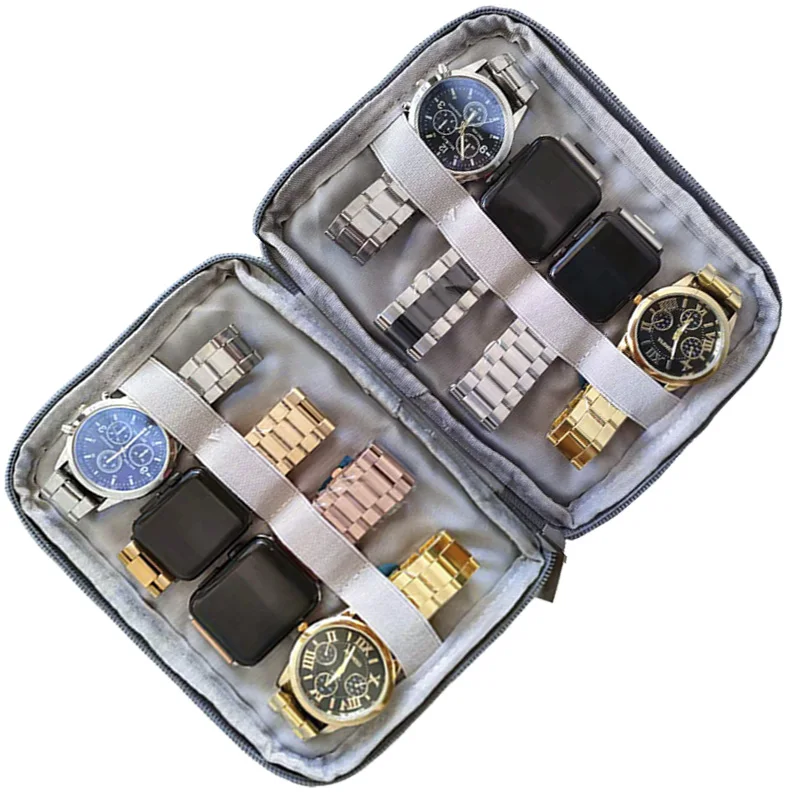 Multifunction 8 slots Travel Watch Organizer Watch Box Case Watch Holder Watchband Storage Case For Apple Watch band Strap Box